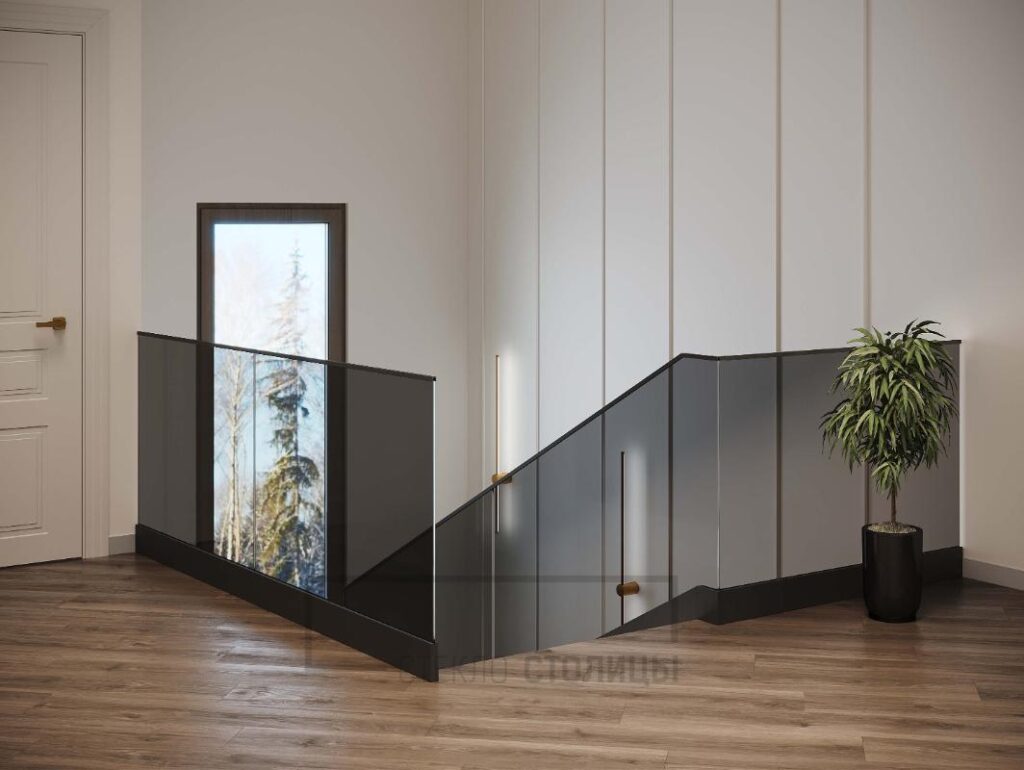 hi-tach ограждение лестницы из темного стекла